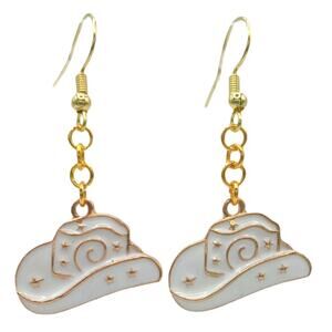 White Cowboy Hat Dangle Earrings – Western Cowgirl Jewelry